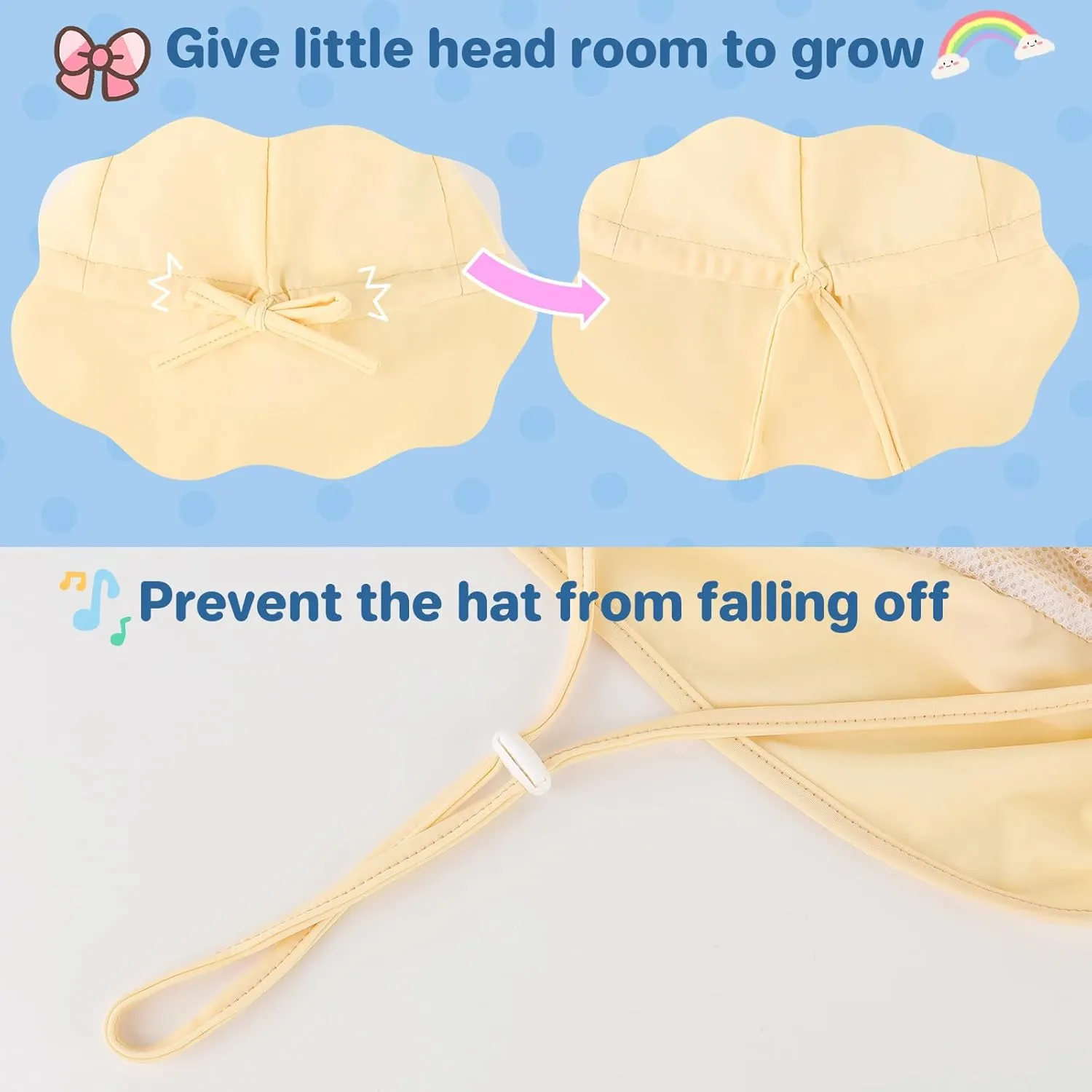Adjustable Baby Sun Hats with UPF50  & Neck Flap Protection - Perfect Swim & Play Toddler Hat for Girls & Boys