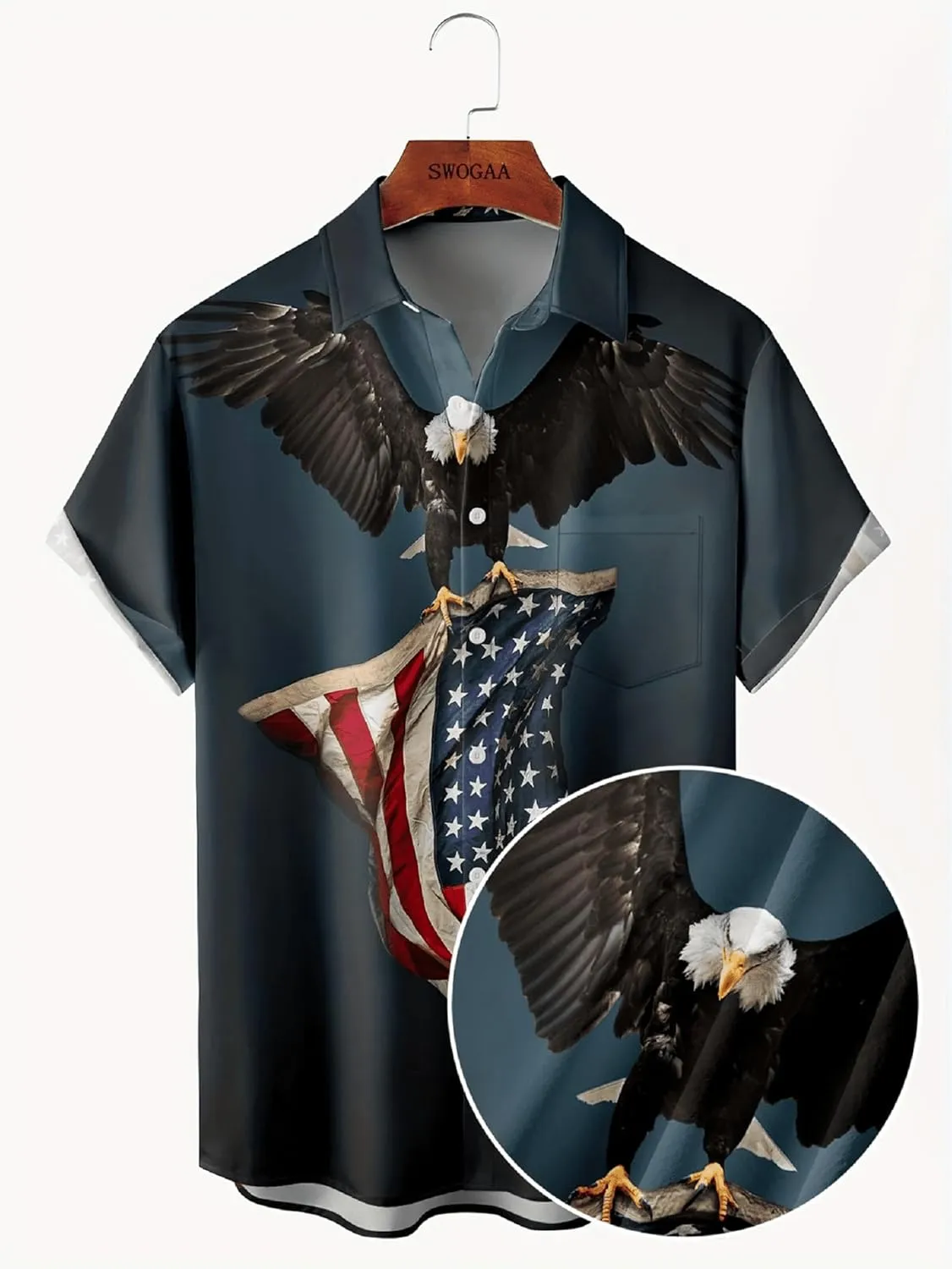 American Flag Shirts for Men,Short Sleeve Button Down Patriotic Shirts for Men