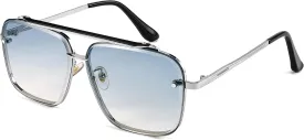 FEISEDY Sunglasses, Fashion Square Pilot Sunglasses, Vintage Metal Gradient Glasses for Men and Women, B4104