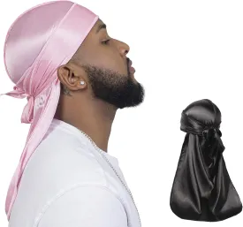 ForceWave 2 Pieces Silky Durag Pack for Men Women Waves, Premium Satin Deluxe Du-rag