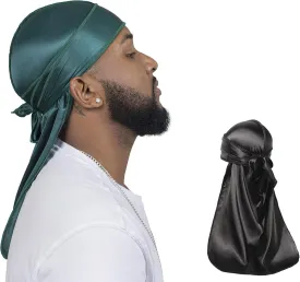 ForceWave 2 Pieces Silky Durag Pack for Men Women Waves, Premium Satin Deluxe Du-rag