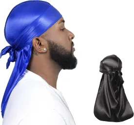 ForceWave 2 Pieces Silky Durag Pack for Men Women Waves, Premium Satin Deluxe Du-rag