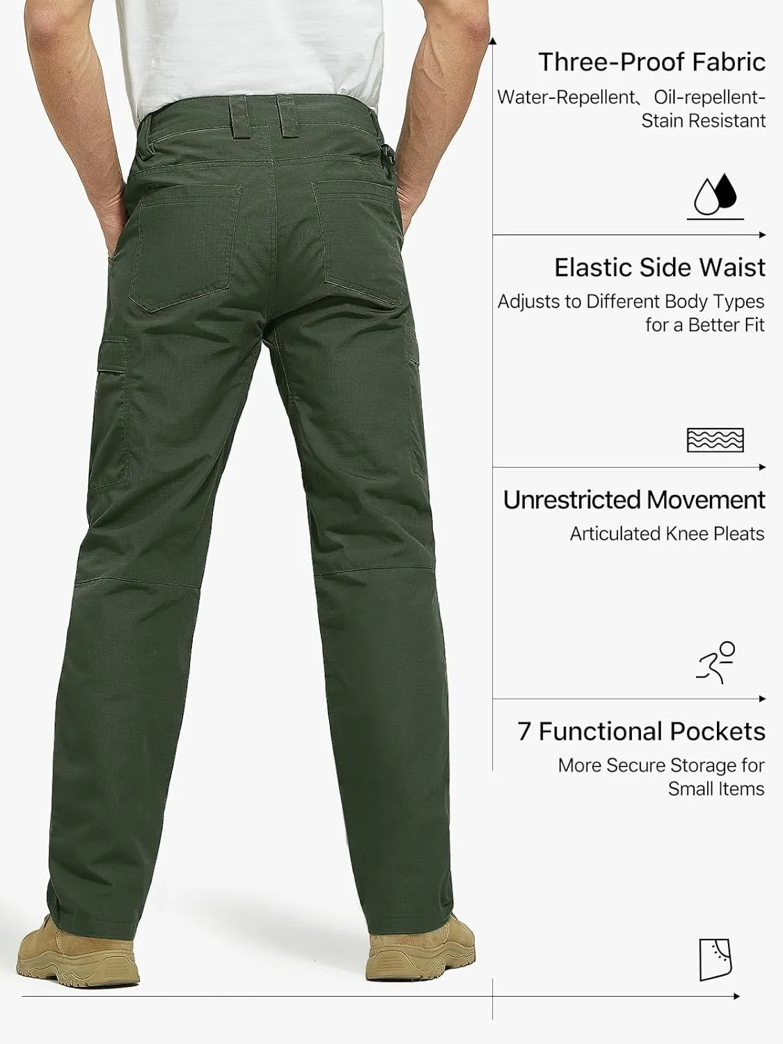 FREE SOLDIER Men's Cargo Pants Water Resistant Ripstop Tactical Pants for Men Work Pants Lightweight Outdoor Hiking Pants Men