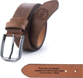 Personalized Leather Belt for Men ?C Custom Engraved Gift for Him?C Premium Top Grain Leather Belt for Anniversary, Unique Mens Gift