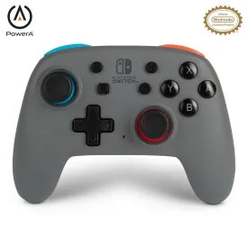 PowerA Nano Enhanced Wireless Controller for Nintendo Switch - Grey-Neon, Works with Nintendo Switch Lite, Bluetooth Controller, Gamepad, Compact, Smaller, Rechargeable, Portable - Nintendo Switch