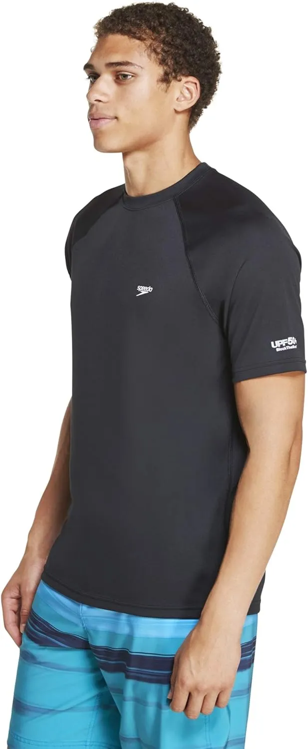 Speedo Men's Uv Swim Shirt Short Sleeve Regular Fit Solid