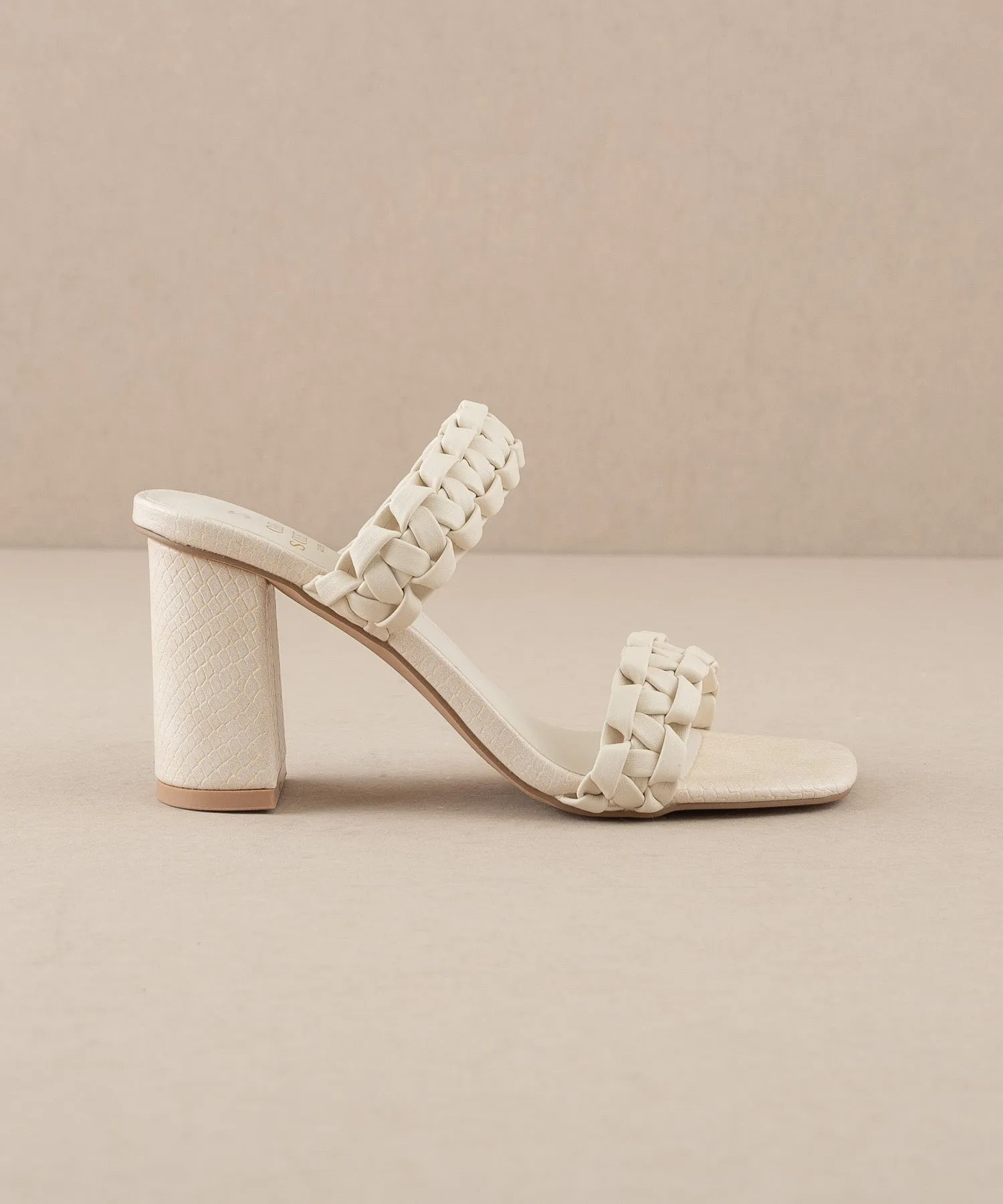 The Heidi | Beige Braided Band Sandal Heel