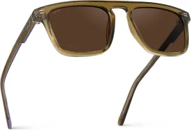 WMP Eyewear - Men's Polarized Bold Geometric Flat Top, Key Hole Design, Acetate Frame Sunglasses