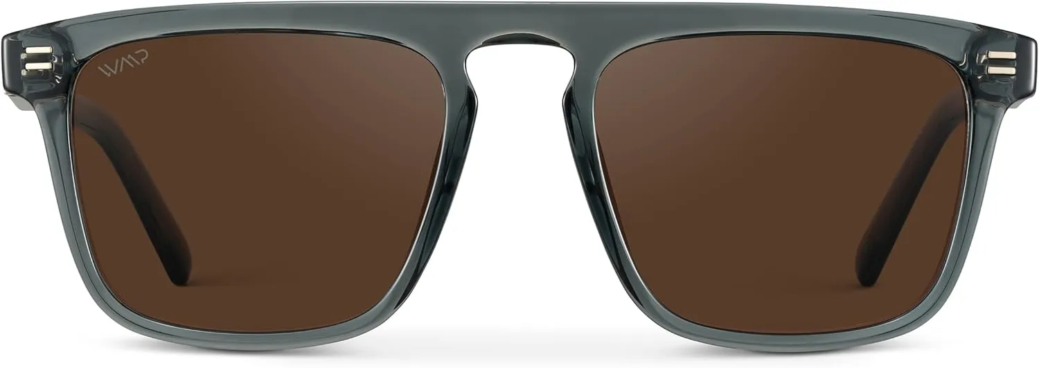 WMP Eyewear - Men's Polarized Bold Geometric Flat Top, Key Hole Design, Acetate Frame Sunglasses