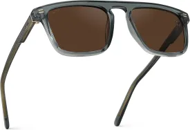 WMP Eyewear - Men's Polarized Bold Geometric Flat Top, Key Hole Design, Acetate Frame Sunglasses