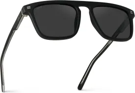 WMP Eyewear - Men's Polarized Bold Geometric Flat Top, Key Hole Design, Acetate Frame Sunglasses