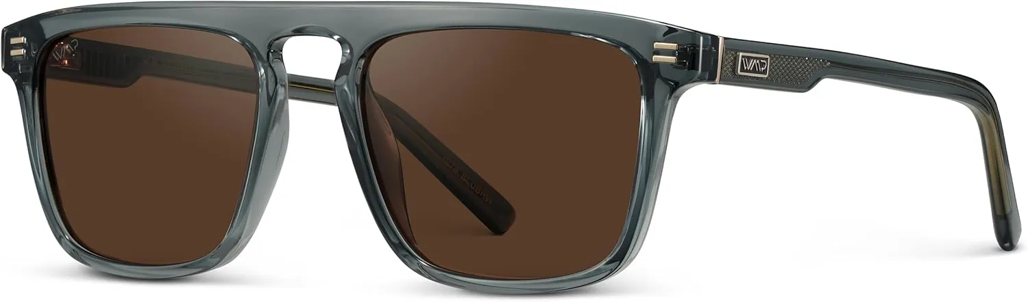 WMP Eyewear - Men's Polarized Bold Geometric Flat Top, Key Hole Design, Acetate Frame Sunglasses