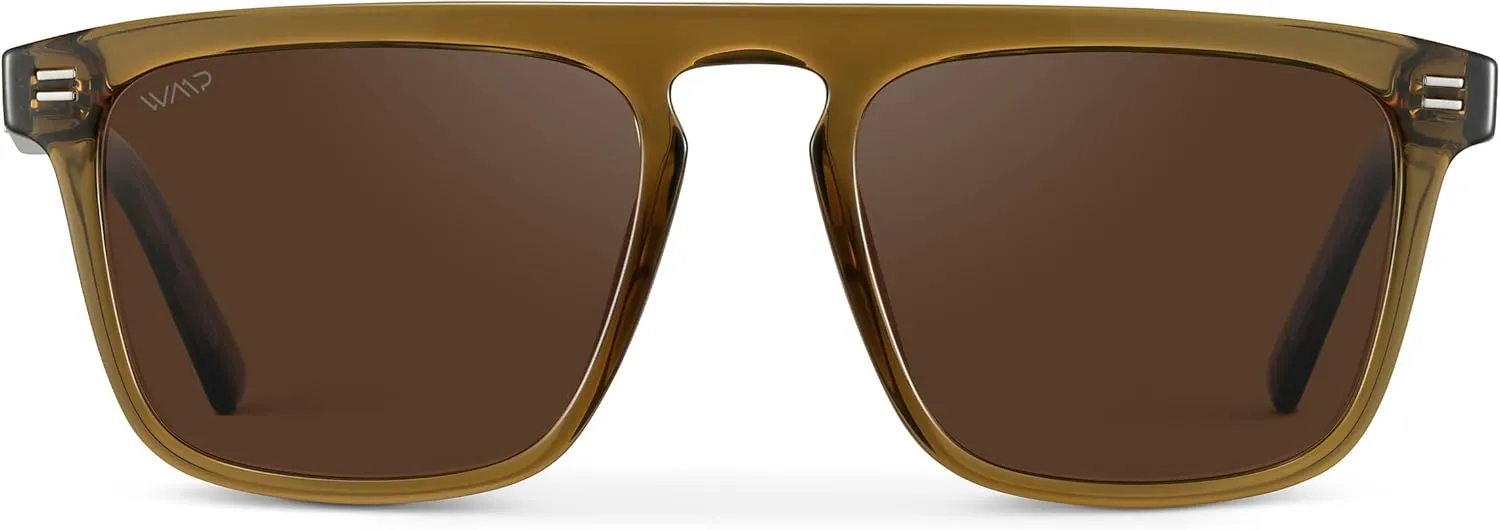 WMP Eyewear - Men's Polarized Bold Geometric Flat Top, Key Hole Design, Acetate Frame Sunglasses