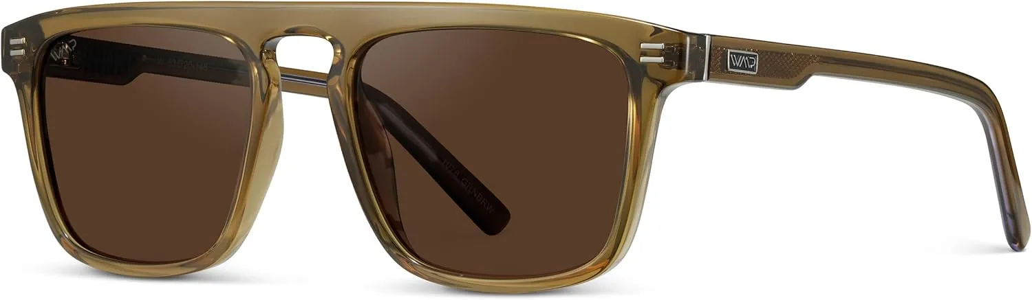 WMP Eyewear - Men's Polarized Bold Geometric Flat Top, Key Hole Design, Acetate Frame Sunglasses