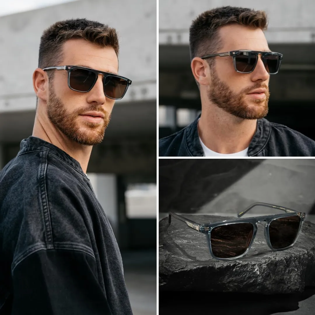 WMP Eyewear - Men's Polarized Bold Geometric Flat Top, Key Hole Design, Acetate Frame Sunglasses