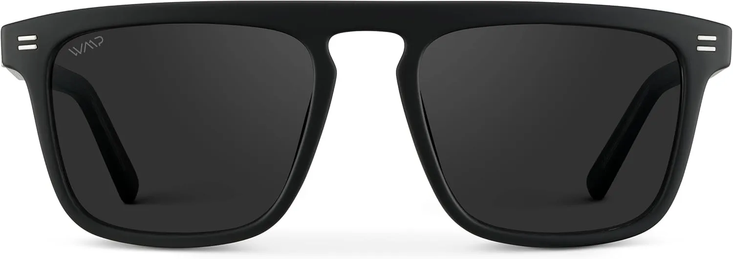 WMP Eyewear - Men's Polarized Bold Geometric Flat Top, Key Hole Design, Acetate Frame Sunglasses
