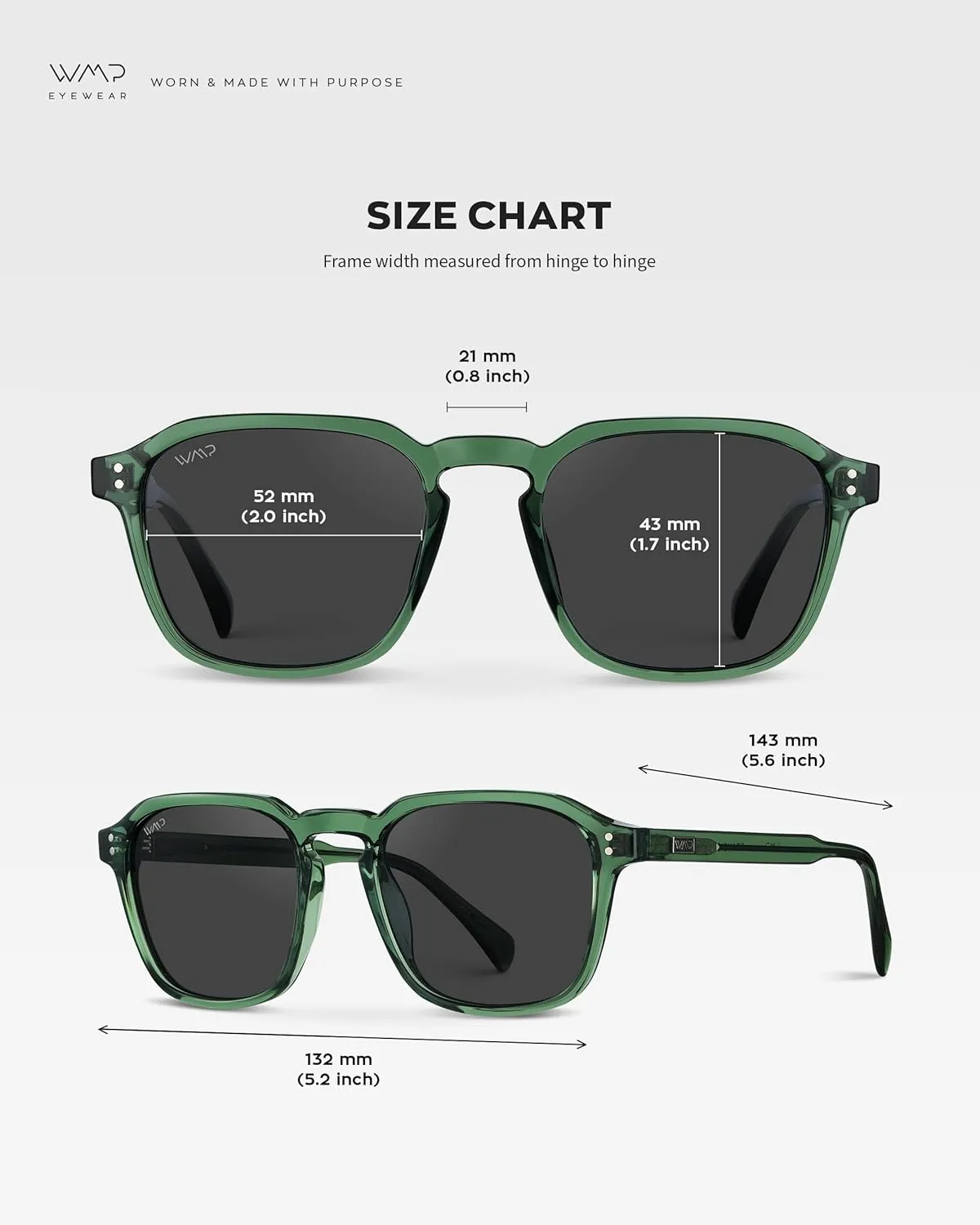 WMP Eyewear - Men's Polarized Square Sunglasses, Wide Fit: Modern Retro Style with Unique Color Combos