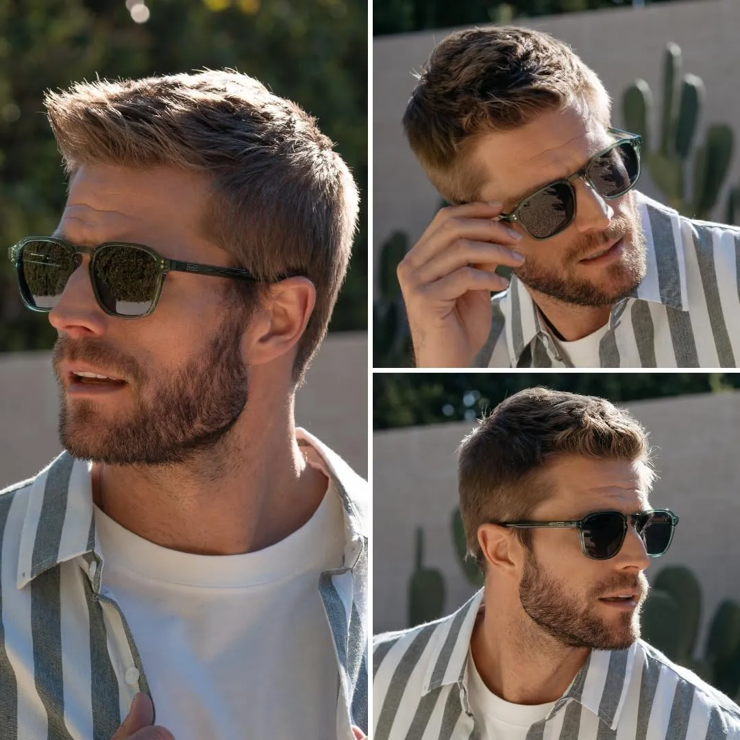 WMP Eyewear - Men's Polarized Square Sunglasses, Wide Fit: Modern Retro Style with Unique Color Combos