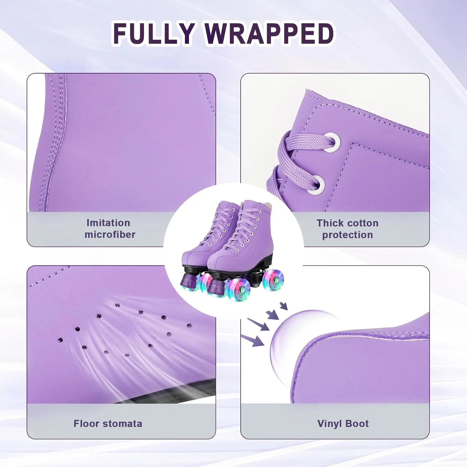 YYW Roller Skates for Women Girls High Top Shoes Men Double Row Shiny Four Wheel Unisex PU Roller Derby Skates for Kid Beginner Indoor Outdoor